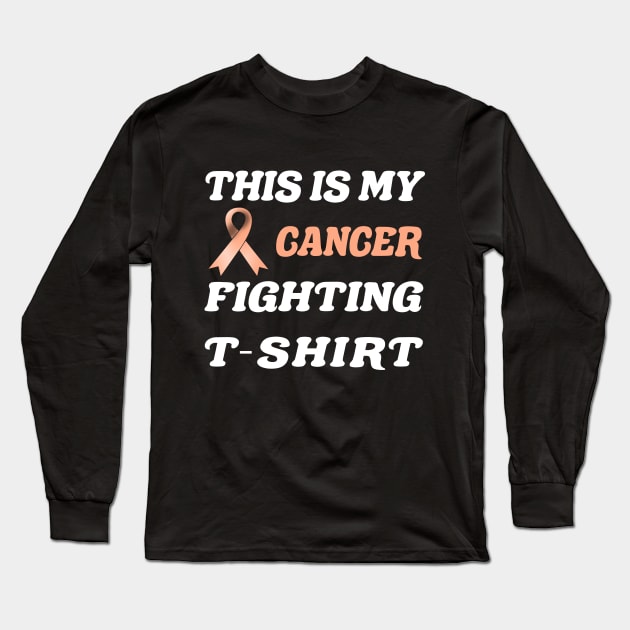 uterine Cancer peach Ribbon Fighting Long Sleeve T-Shirt by MarYouLi